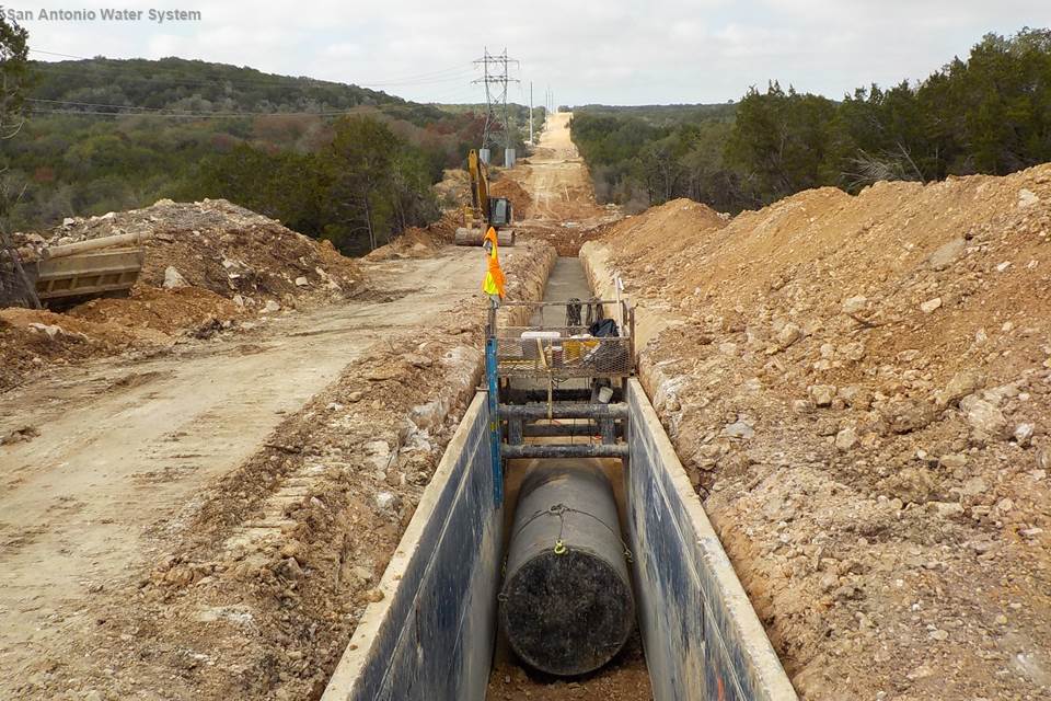 Through its partner, Garney Construction, the San Antonio Water System is running 140 miles of pipe from Burleson County to San Antonio as part of its Vista Ridge project. 